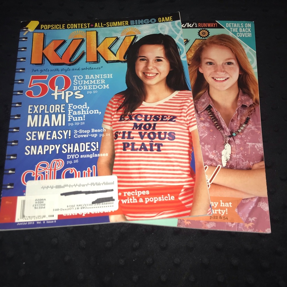 2 for $12 Kiki magazines June 2013 - Sep 2013 Retro Girls Pre-Teen Fashion Craft